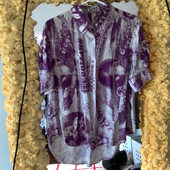 Acne money print ss button up, size 36 - Picture 2 of 3